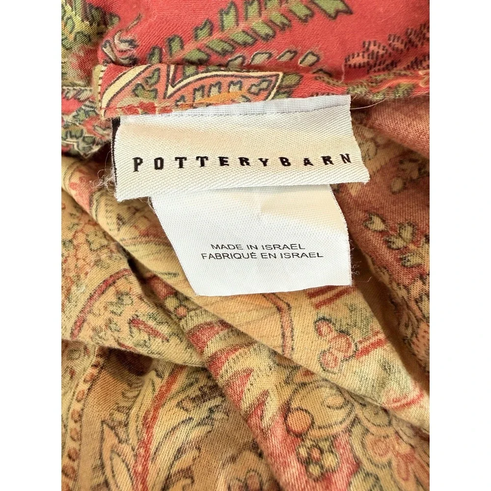 Pottery Barn Duvet Queen/Full Paisley Floral Multicolor Orange Olive Fall Colors